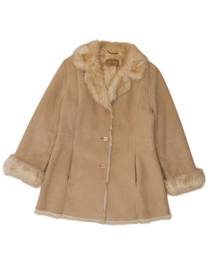 Gerry Weber Γυναικείο παλτό Sherpa UK 12 Μεσαίου Μπεζ πολυεστέρας