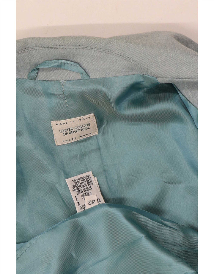 Benetton Γυναικείο Μπουφάν Blazer με 2 Κουμπιά IT 42 μεσαίο μπλε μαλλί