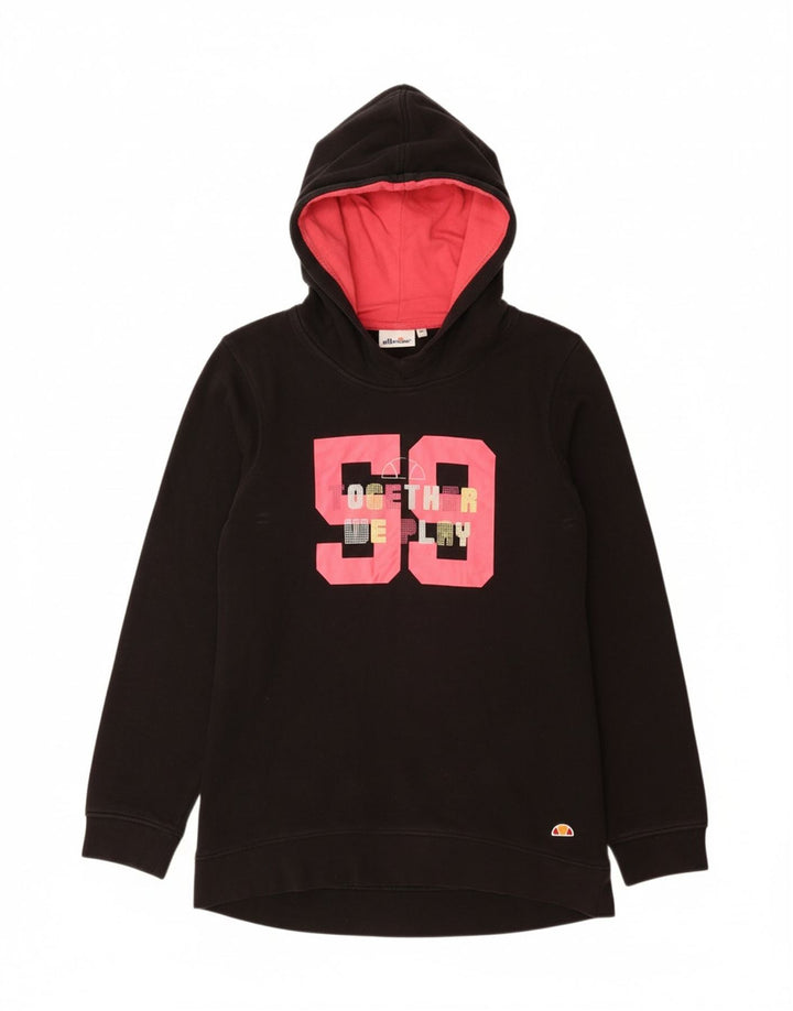 ELLESSE Girls Graphic Hoodie Jumper 13-14 Years Black