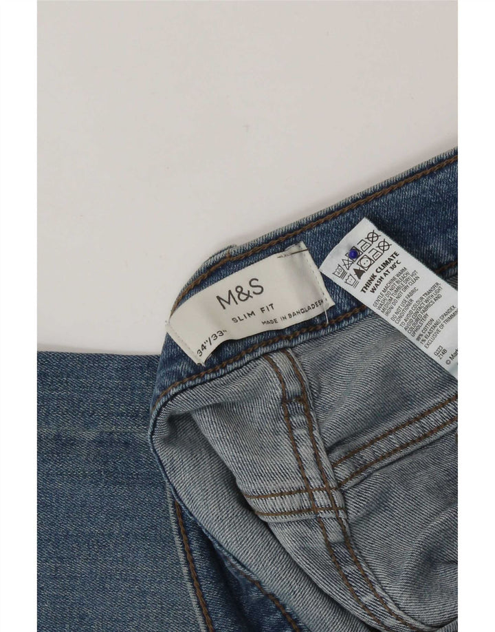 Ανδρικό Slim Jeans Marks & Spencer W34 L33 Blue Cotton