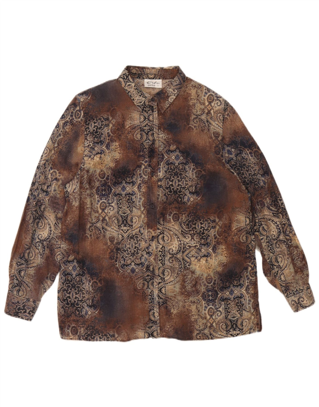 Vintage Γυναικείο πουκάμισο Oversized IT 44 Μεσαίο Καφέ Paisley Tencel