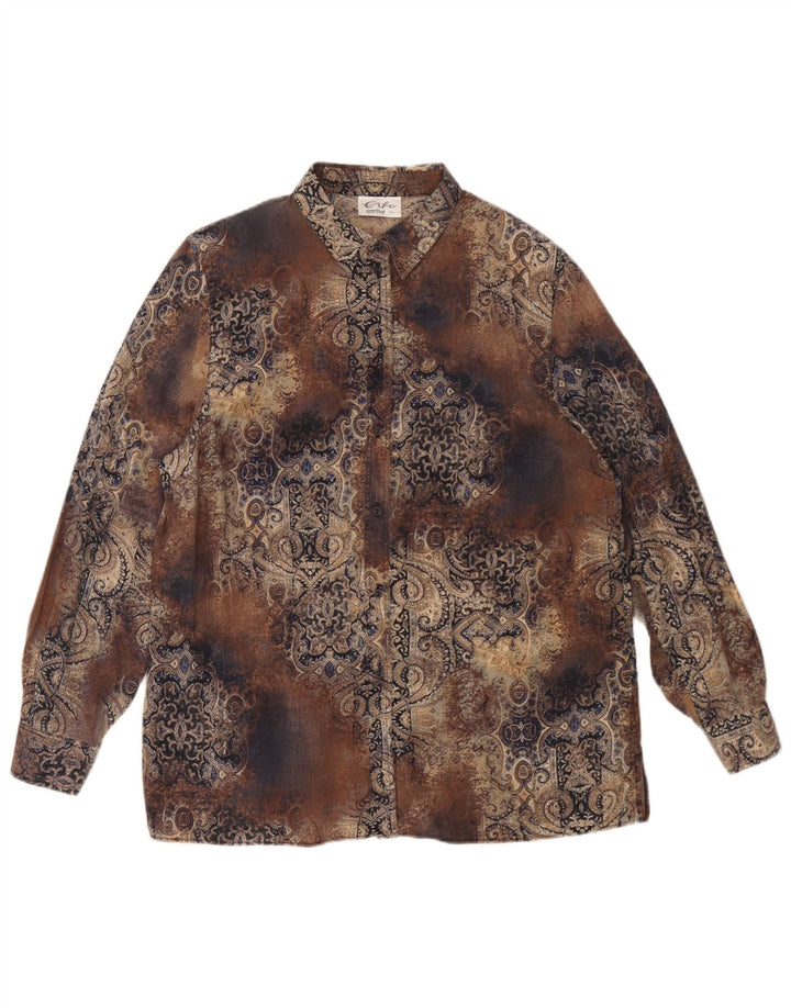 Vintage Γυναικείο πουκάμισο Oversized IT 44 Μεσαίο Καφέ Paisley Tencel