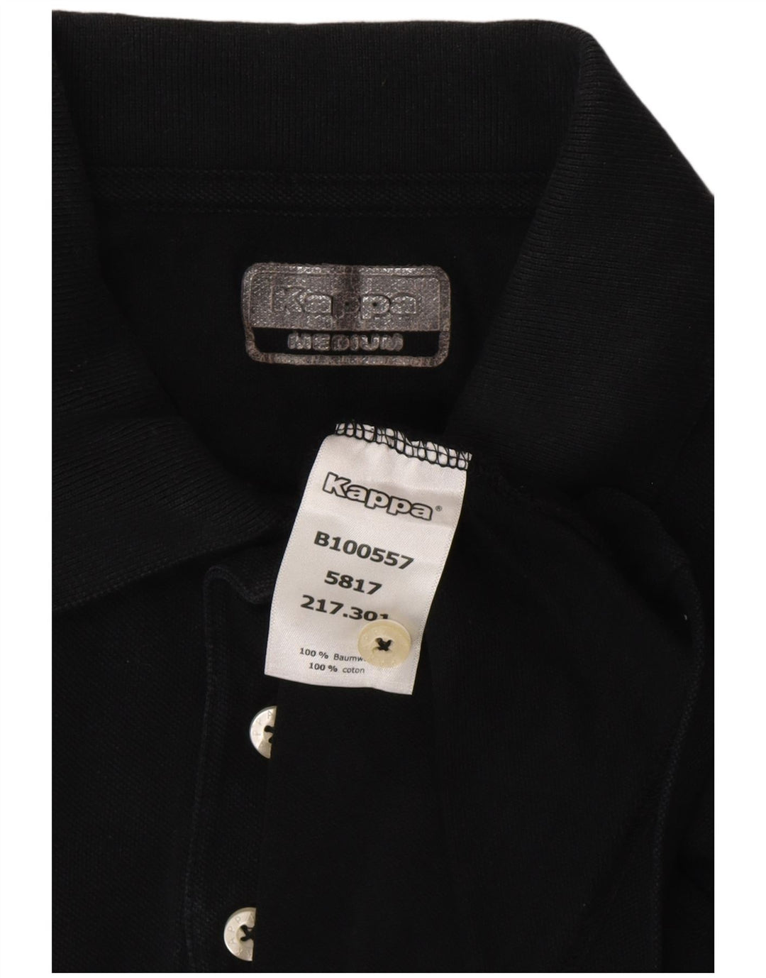 Ανδρικό μπλουζάκι πόλο KAPPA, μεσαίο μαύρο βαμβακερό