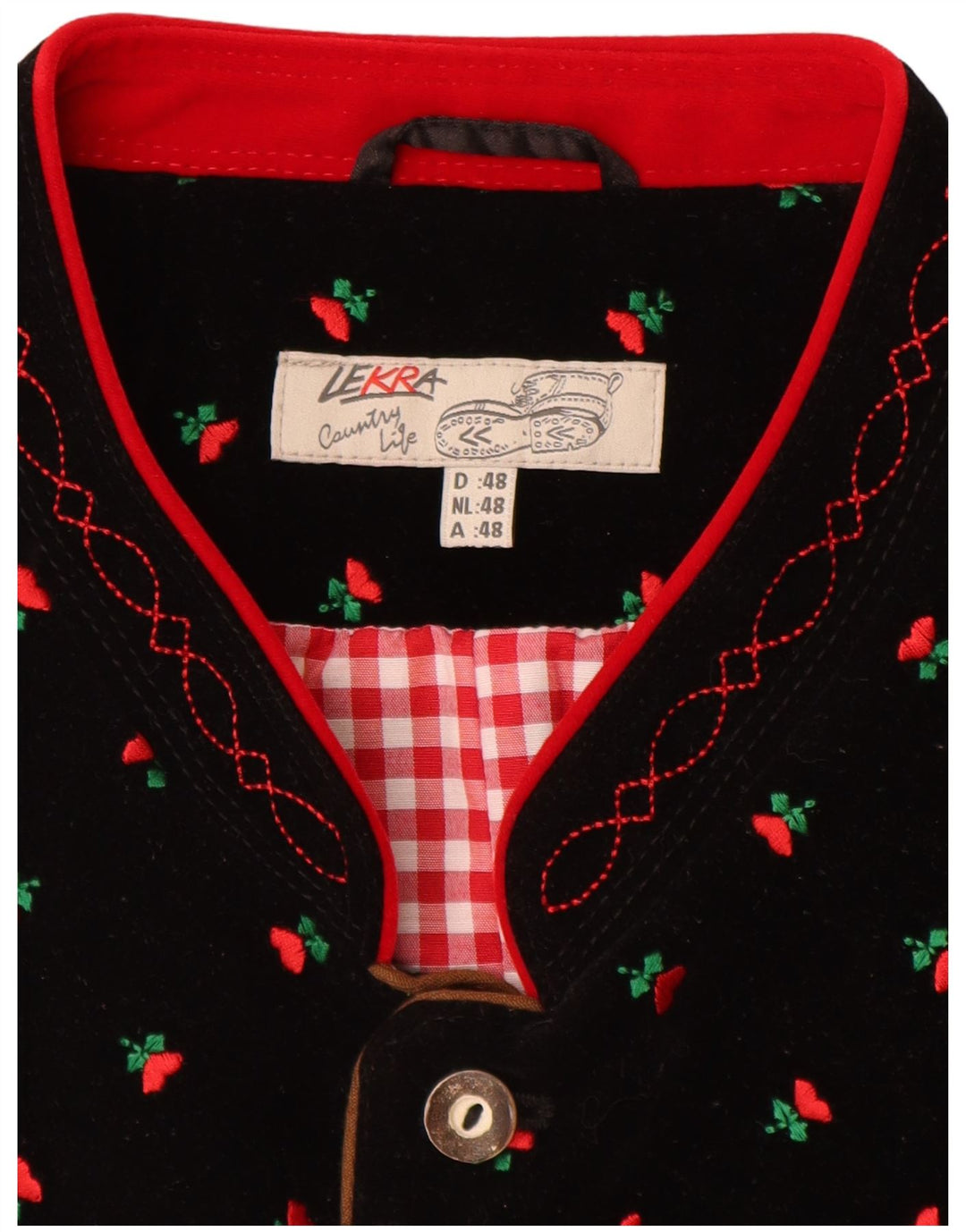 LEKRA Ανδρικό Βελούδινο Γιλέκο IT 48 Small Black Floral