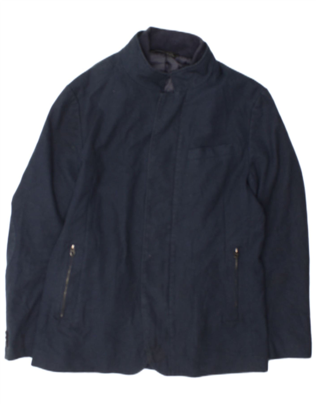 Zara Ανδρικό Bomber Jacket UK 42 XL Navy Blue Check Polyester
