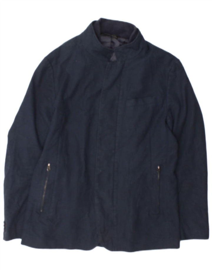 Zara Ανδρικό Bomber Jacket UK 42 XL Navy Blue Check Polyester