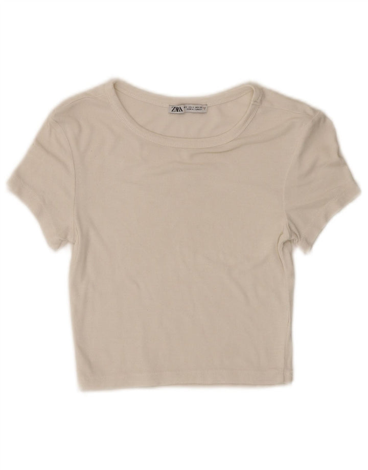 Zara Γυναικείο T-Shirt T-Shirt Top UK 8 Small White