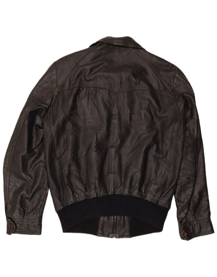 VINTAGE Ανδρικό Δερμάτινο Μπουφάν UK 36 Small Black