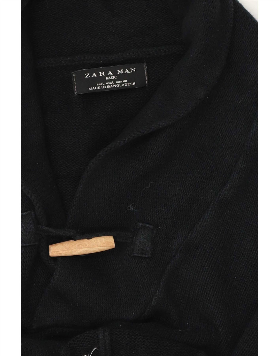 Ανδρικό πουλόβερ Zara με σάλι λαιμόκοψη μεγάλο μαύρο βαμβακερό