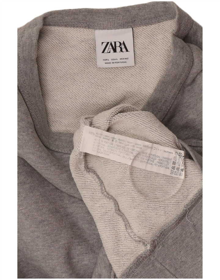 Zara Ανδρικό Φούτερ Jumper Μεγάλο Γκρι Βαμβακερό