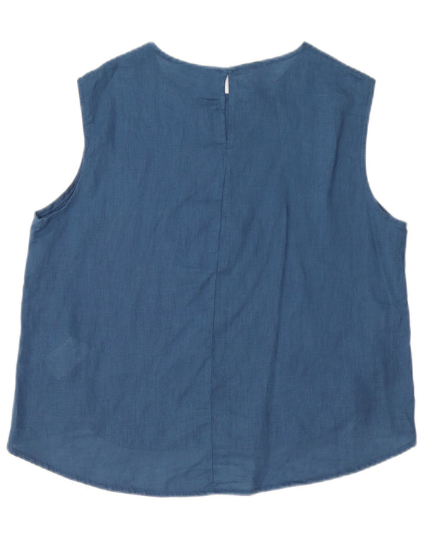 Γυναικεία αμάνικη υπερμεγέθη μπλούζα Benetton Top 10 Small Navy Blue λινό