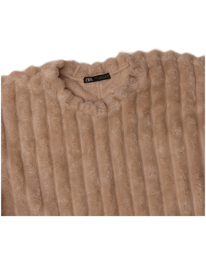 ZARA Γυναικείο φλις άλμα μεγάλου μεγέθους UK 10 Small Beige