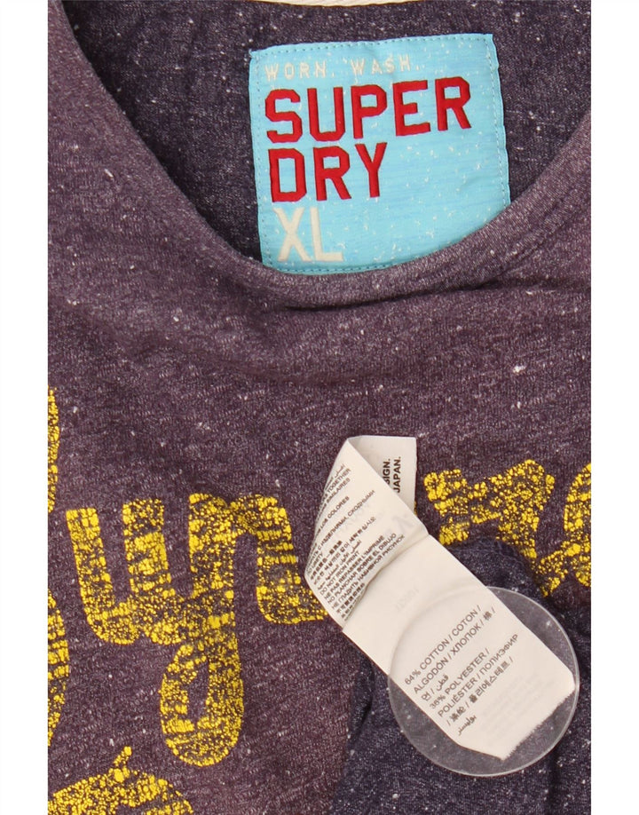 Γραφικό μπλουζάκι SUPERDRY Γυναικείο Riders Top UK 18 XL Μωβ βαμβακερό