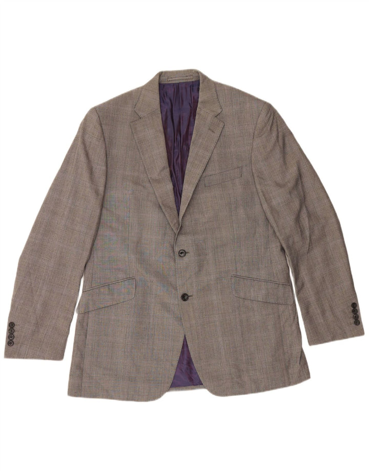 Marks & Spencer Ανδρικό σακάκι σακάκι με 2 κουμπιά UK 42 Large Grey Check Wool