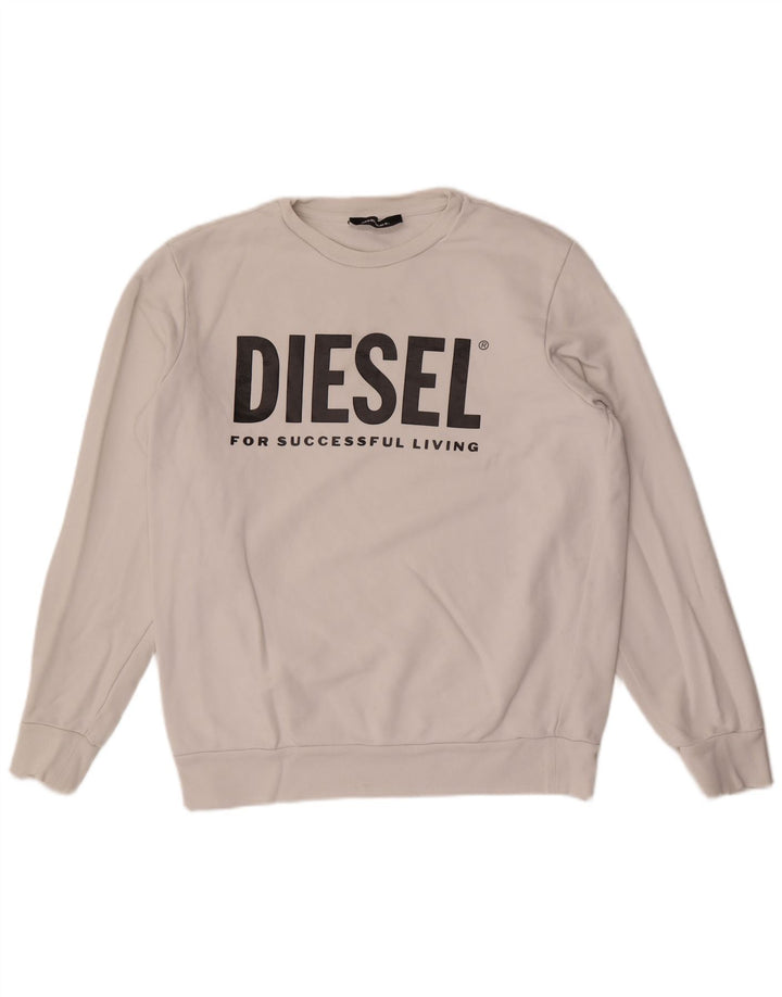 Diesel Ανδρικό γραφικό φούτερ Jumper μεγάλο λευκό βαμβακερό