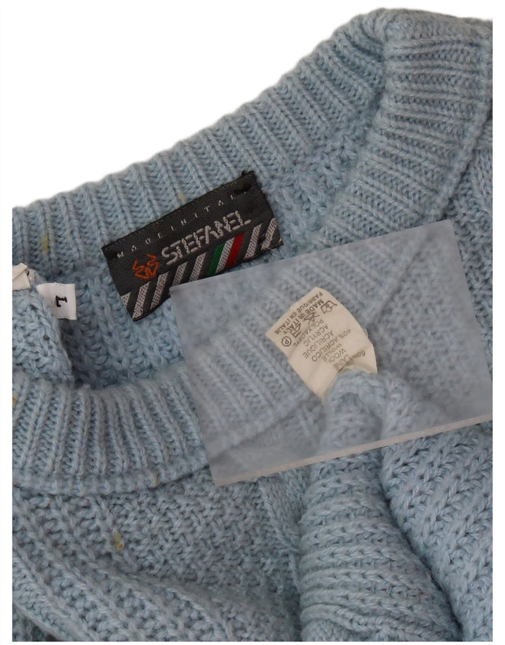 STEFANEL Γυναικείο πουλόβερ με λαιμόκοψη μεγάλου μεγέθους UK 16 μπλε μαλλί