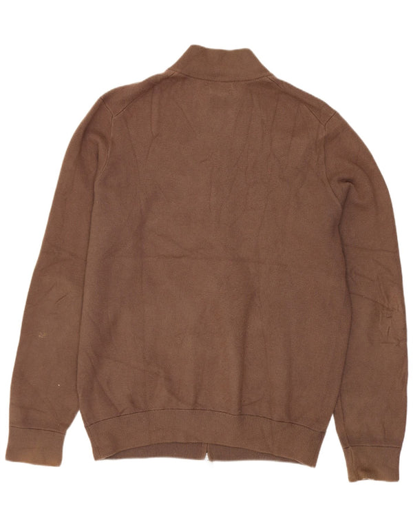 Ανδρικό πουλόβερ ζακέτα Massimo Dutti σε μεγάλο καφέ βισκόζη