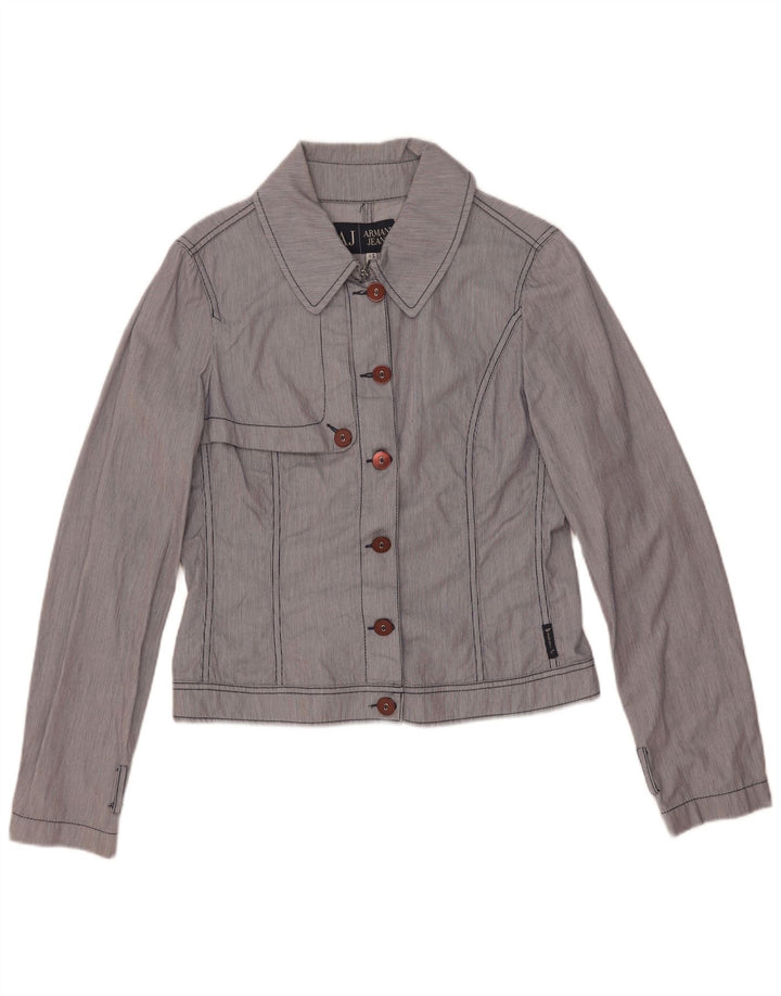 Armani Jeans Γυναικείο Bomber Jacket US 8 Medium Blue Pinstripe Cotton