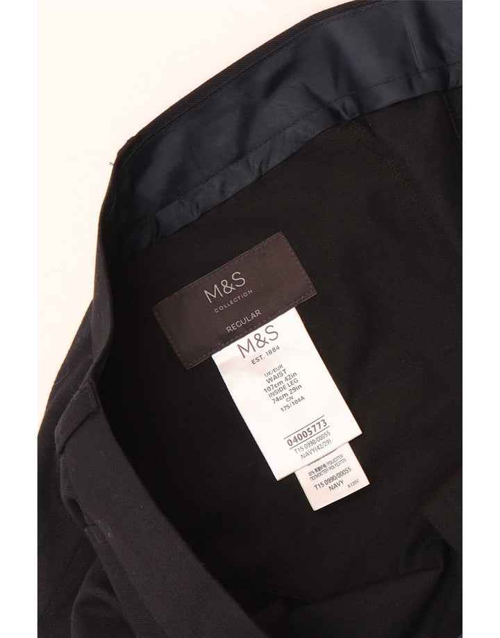 Marks & Spencer Ανδρικό κανονικό ίσιο παντελόνι W42 L29 Navy Blue