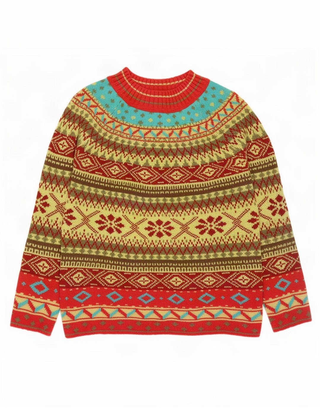 Vintage γυναικείο πουλόβερ με λαιμόκοψη UK 14 Medium πολύχρωμο