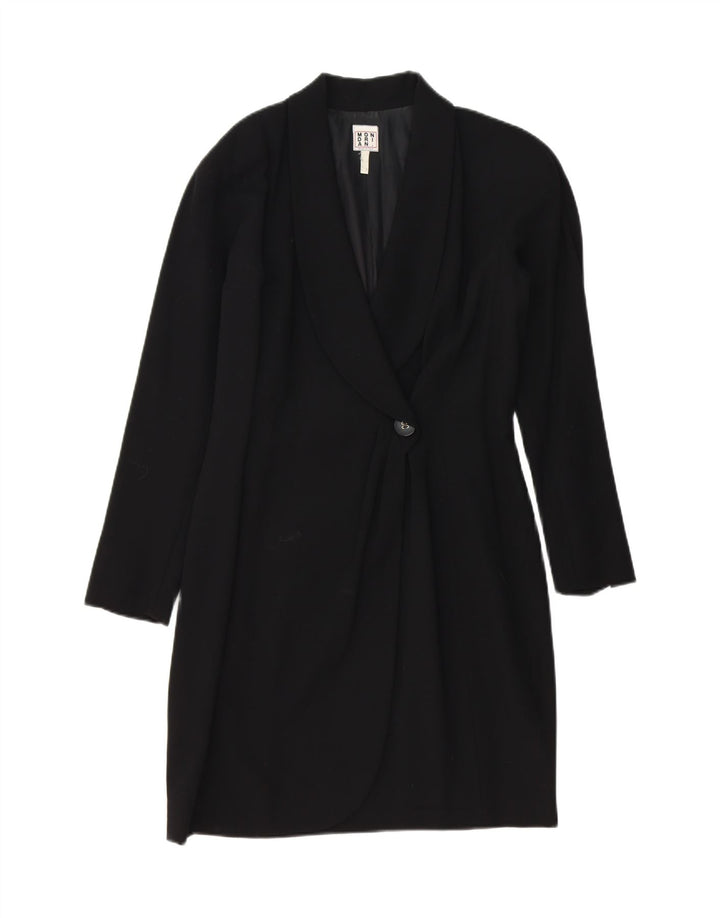 MONDRIAN Womens Longline 1 Button Blazer Jacket UK 14 Medium Black