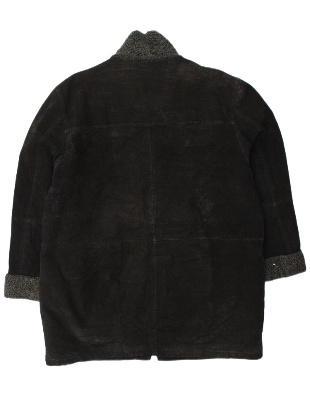 VINTAGE Γυναικείο Σουέντ Πανωφόρι UK 18 XL Μαύρο Δερμάτινο