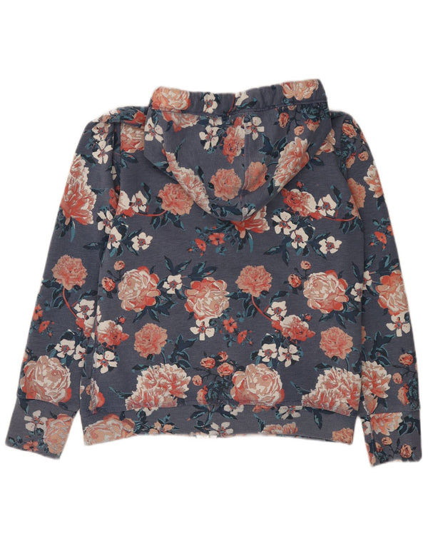 SUPERDRY Γυναικείο πουλόβερ με κουκούλα με φερμουάρ UK 18 XL Μπλε φλοράλ βαμβακερό