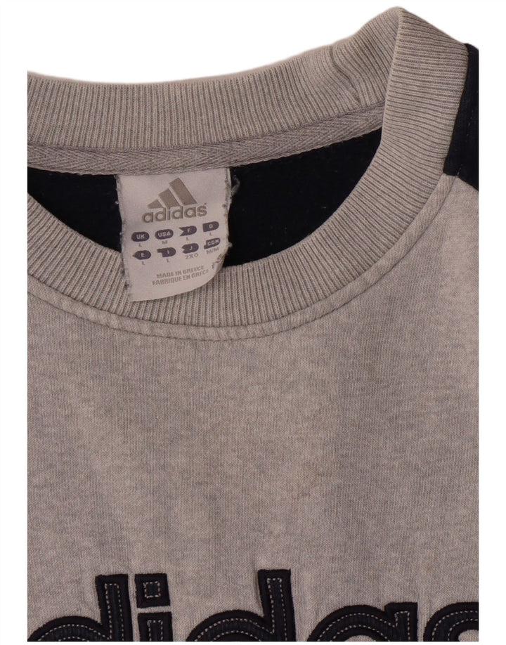 Ανδρικό γραφικό φούτερ Adidas Jumper με μεγάλο γκρι χρώμα