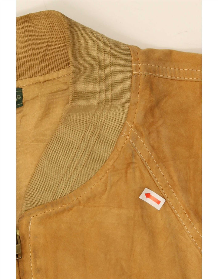 Vintage Ανδρικό Suede Bomber Jacket IT 50 Large Beige