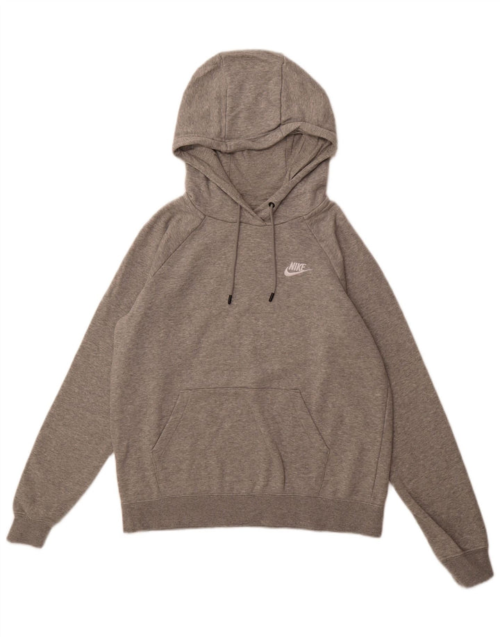 NIKE Womens Oversized Hoodie Jumper UK 10 Small Grey Cotton