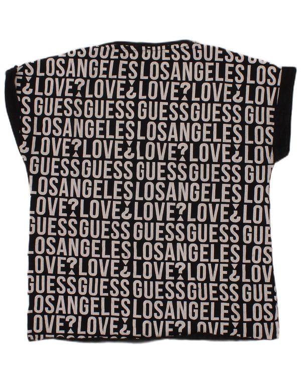 GUESS Girls Graphic T-Shirt Top 7-8 ετών Μαύρο βαμβακερό