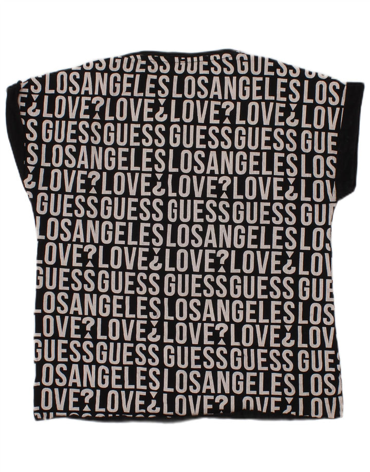 GUESS Girls Graphic T-Shirt Top 7-8 ετών Μαύρο βαμβακερό