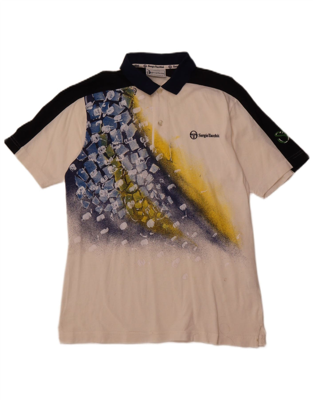 SERGIO TACCHINI Ανδρικό γραφικό μπλουζάκι πόλο μικρό λευκό βαμβακερό