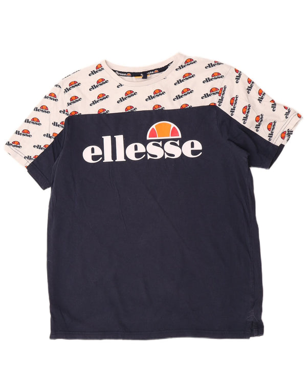 Ανδρικό γραφικό μπλουζάκι Ellesse Top Large Navy Blue Colorblock Βαμβακερό