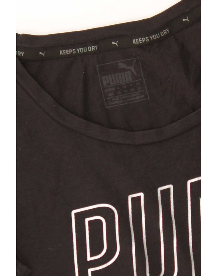 Puma Γυναικείο Crop Graphic T-Shirt Top UK 12 Medium Black