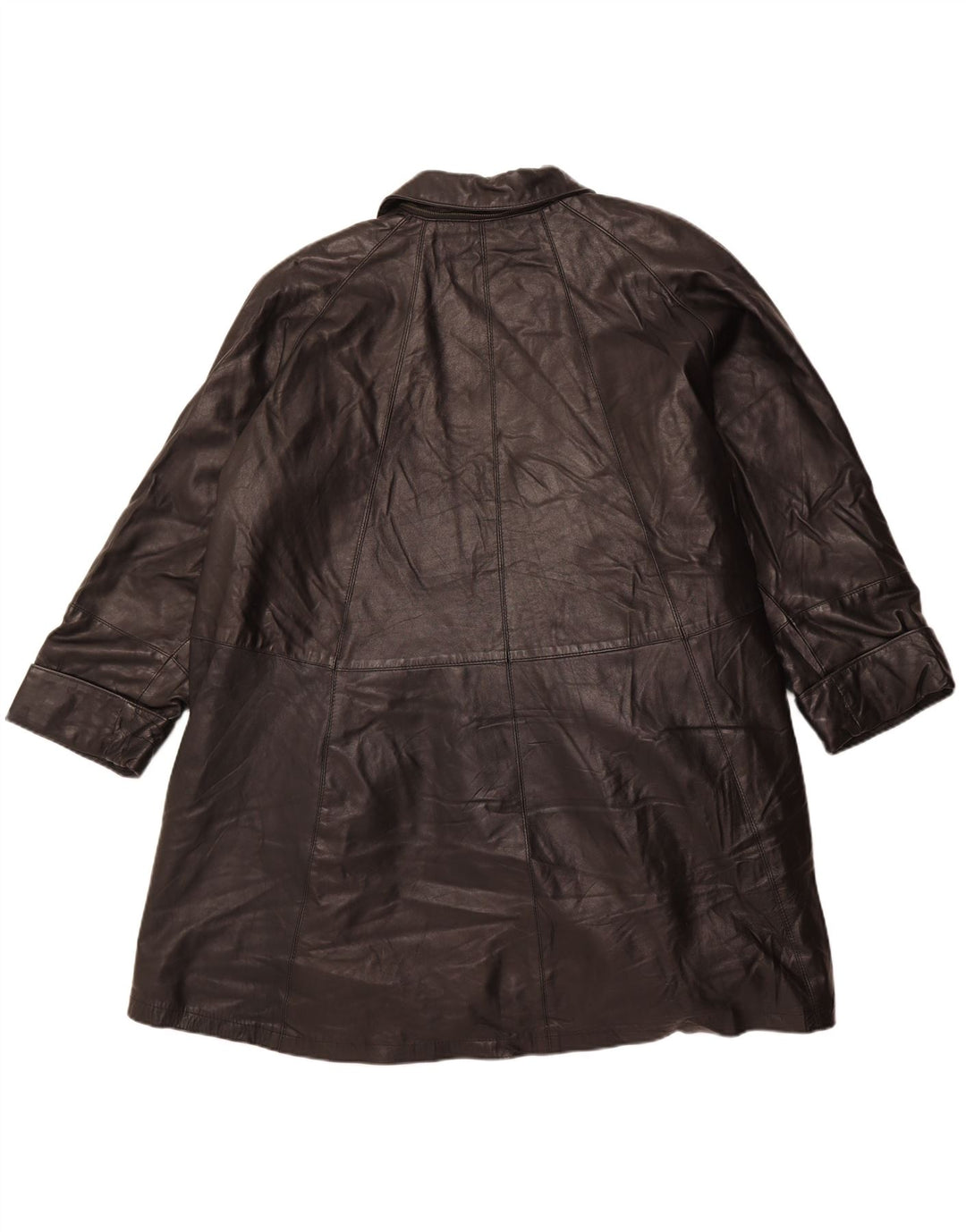 Vintage Γυναικείο Oversized Δερμάτινο Παλτό IT 56 Large Μαύρο Δερμάτινο