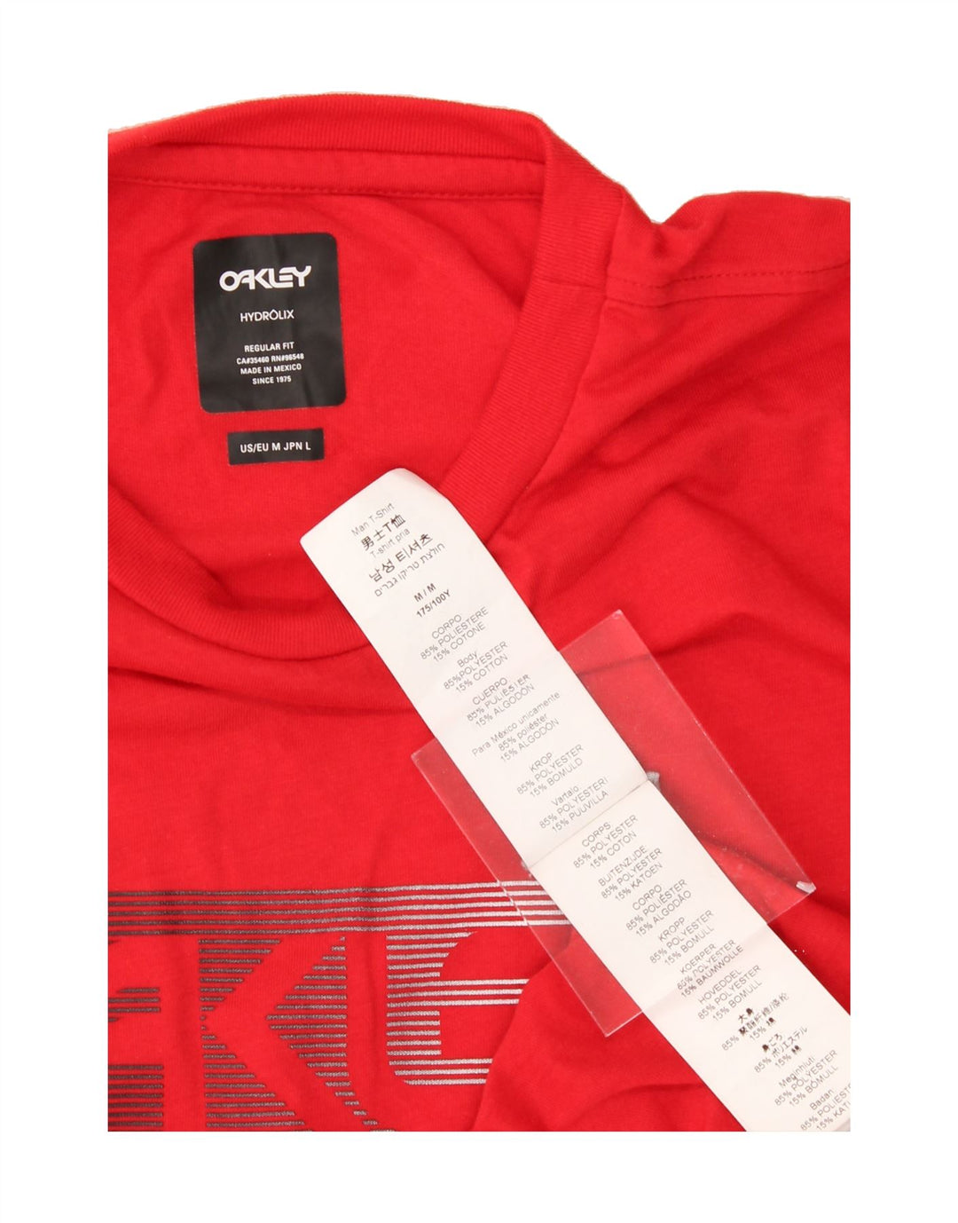 OAKLEY Mens Graphic T-Shirt Top Medium Red Polyester Vintage Oakley and Second-Hand Oakley from Messina Hembry 