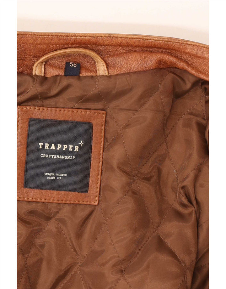 Trapper Ανδρικό Δερμάτινο Μπουφάν IT 56 3XL Καφέ Δερμάτινο