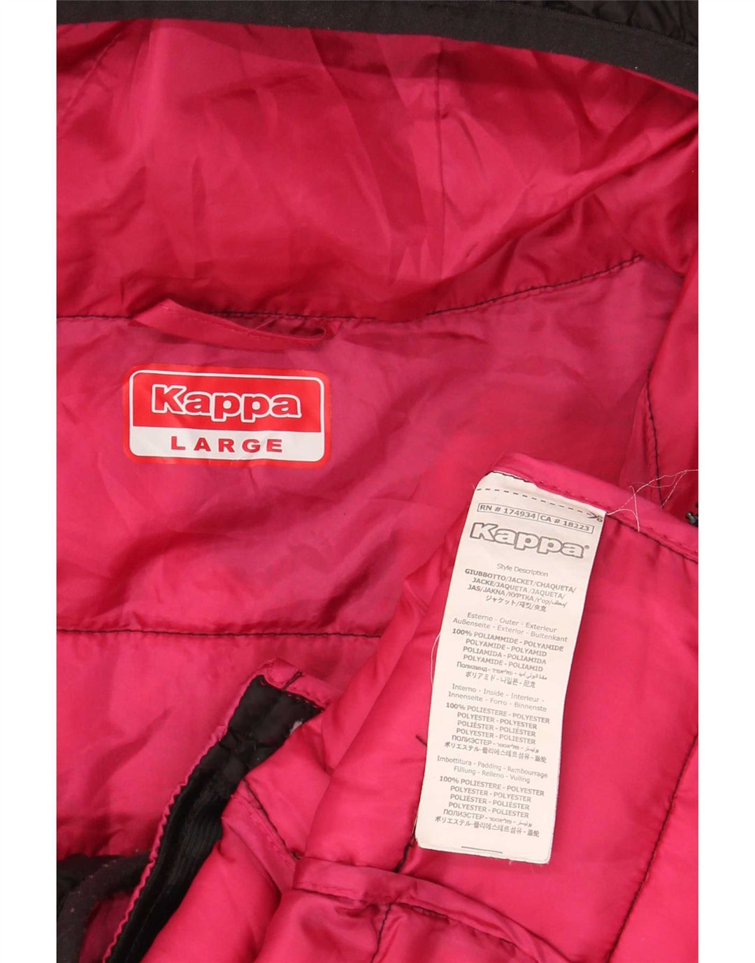 Kappa Γυναικείο μπουφάν με κουκούλα UK 16 Large Black Polyamide
