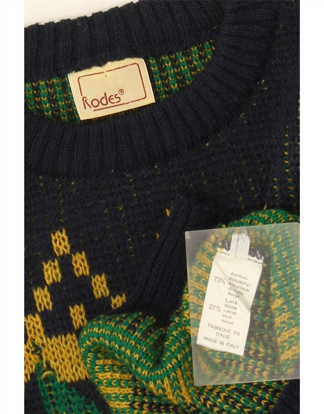 Ανδρικό πουλόβερ Rodes Crew Neck Jumper Medium Navy Blue Geometric Acrylic