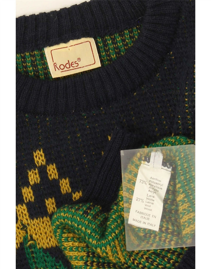 Ανδρικό πουλόβερ Rodes Crew Neck Jumper Medium Navy Blue Geometric Acrylic