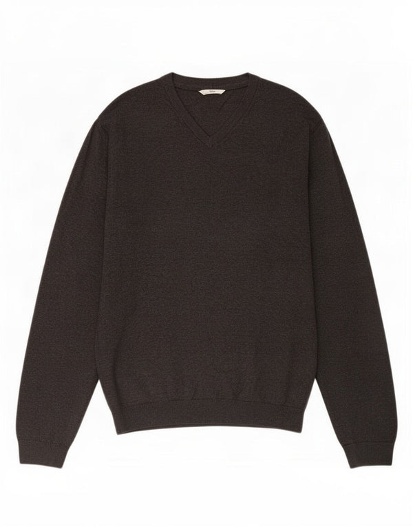 Marks & Spencer Boys V-Neck Jumper Sweater 15-16 Years XL Grey Cotton