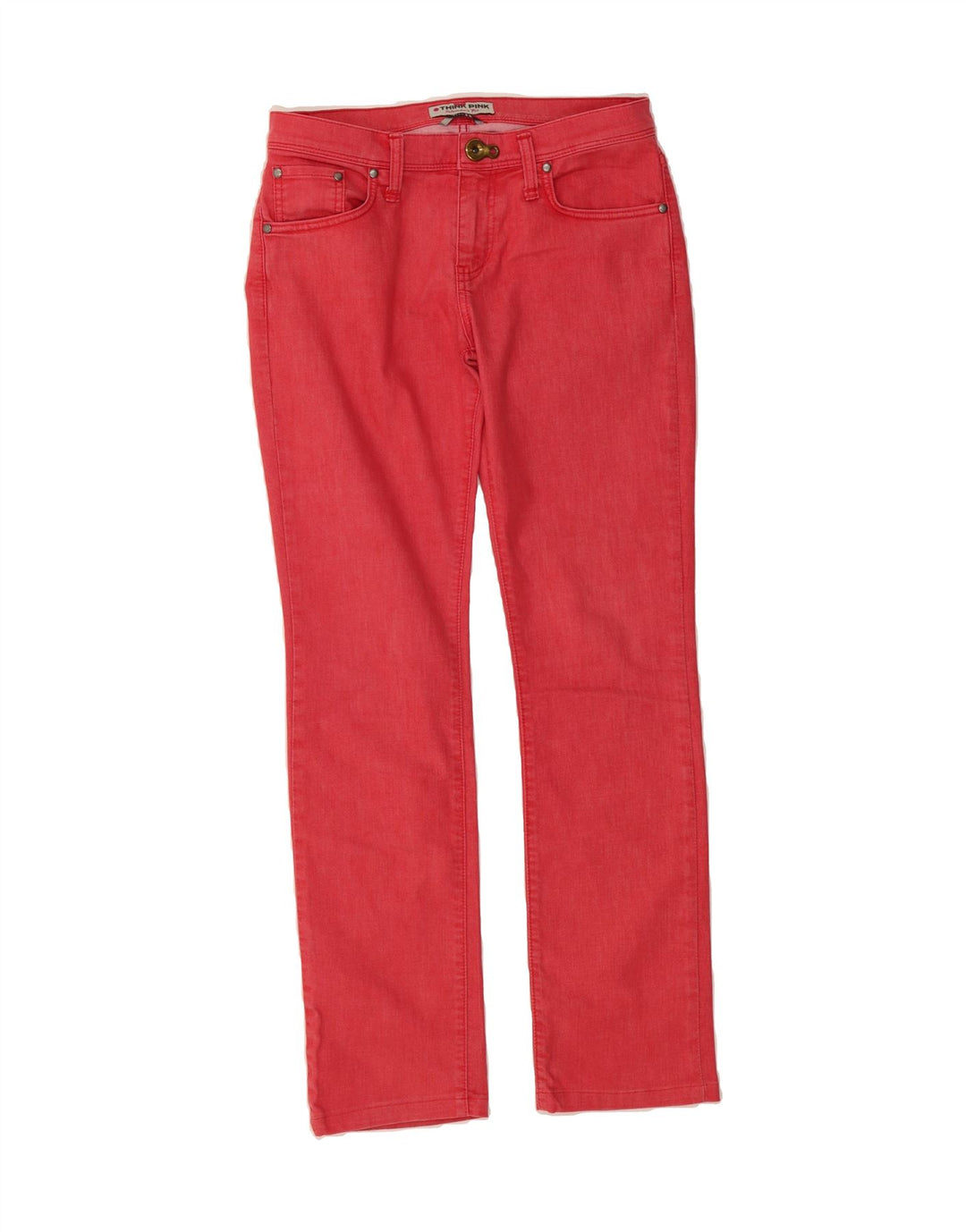 THINK PINK Womens Straight Jeans W29 L30 Red Cotton Vintage Think Pink and Second-Hand Think Pink from Messina Hembry 