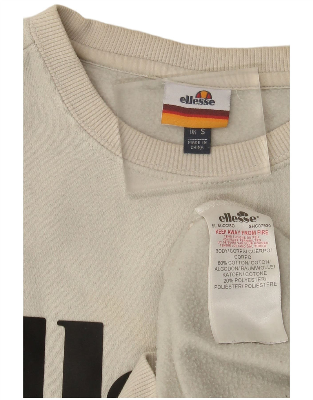 Ανδρικό γραφικό φούτερ Ellesse Jumper Μικρό λευκό βαμβακερό