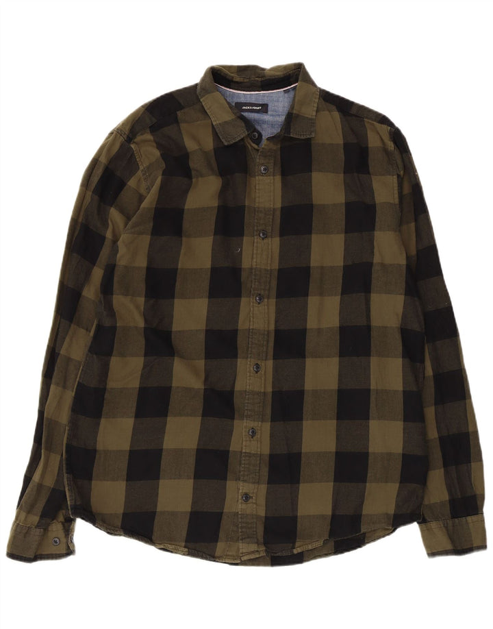 Ανδρικό φανελένιο πουκάμισο Jack & Jones XL Χακί βαμβακερό