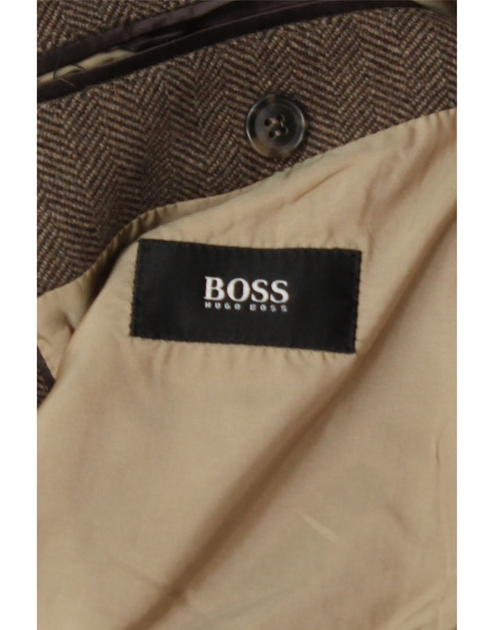Ανδρικό πανωφόρι Hugo Boss UK 40 Large Brown Ψαροκόκκαλο