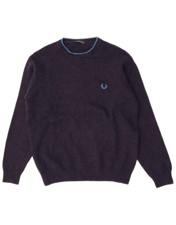 Fred Perry Boys Crew Neck Jumper πουλόβερ 13-14 ετών Navy Blue Wool