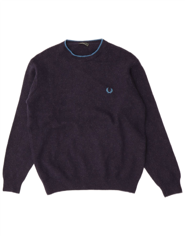 Fred Perry Boys Crew Neck Jumper πουλόβερ 13-14 ετών Navy Blue Wool