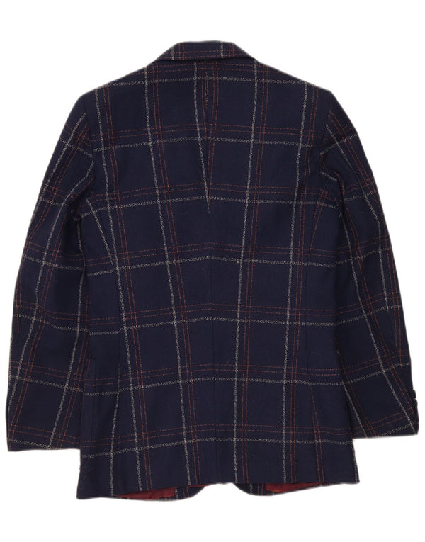 Vintage ανδρικό σακάκι blazer 2 κουμπιών UK 36 Small Navy Blue καρό Classic