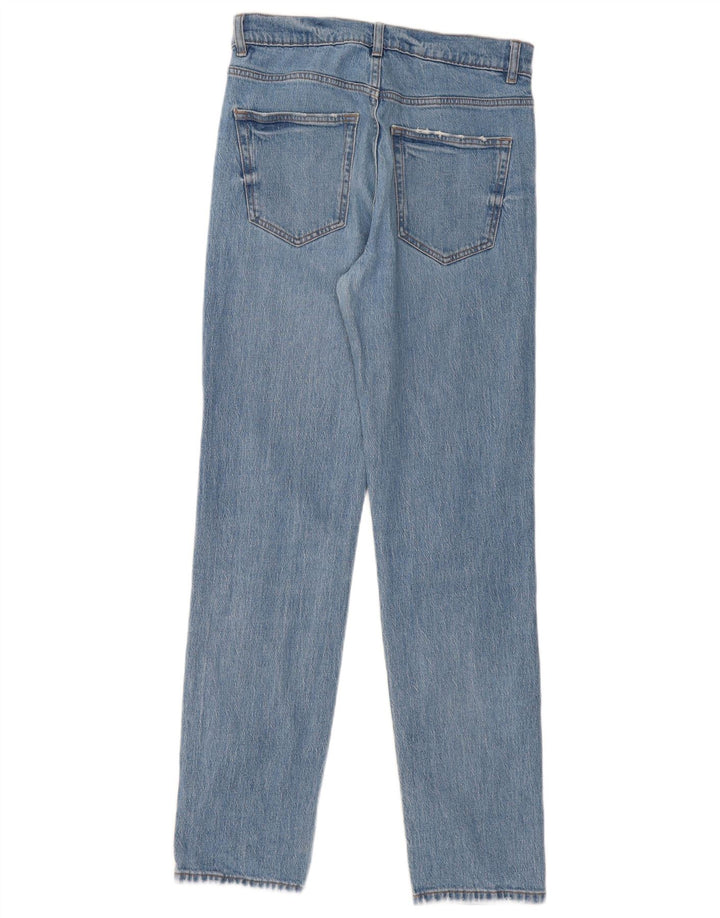 VINTAGE Mens Stretch Straight Jeans W30 L32 Blue Cotton